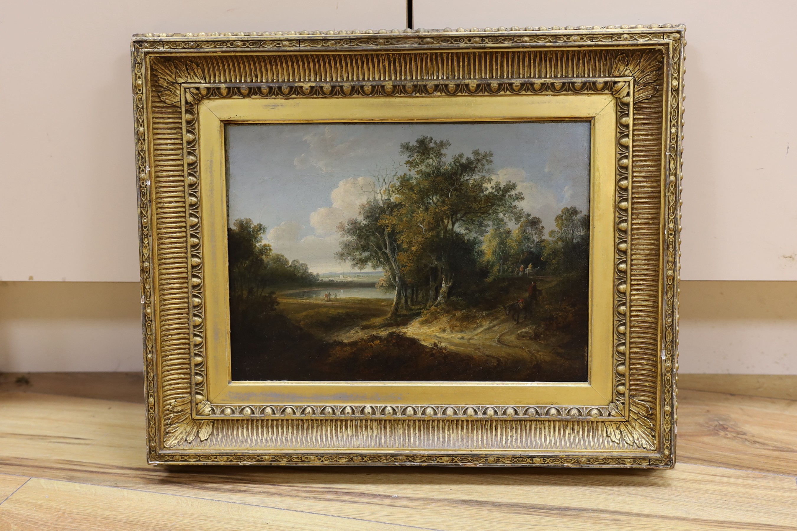 John Laporte (1761-1839), oil on canvas, A View on the Mersey, Lancashire, signed and indistinctly dated with handwritten label verso, 24 x 33cm